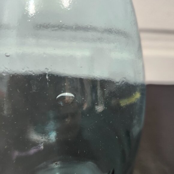 Vintage Early 1900's Aqua Blue Glass Mason Jar With Lid - Picture 4 of 8